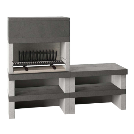 Edilmark KUBO.1 - Barbecue à bois et à charbon en maçonnerie - Brûleur arrière et accessoire Panka déplaçable